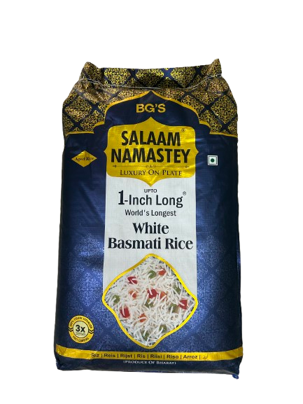 SALAAM NAMASTEY 1-inch Long White Basmati rice 30kg, , Gluten free, best for Biryani Rice, Pulao Rice (Pack of 1)scription