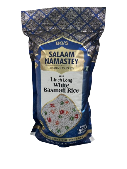 SALAAM NAMASTEY 1-inch Long White Basmati rice 1kg, , Gluten free, best for Biryani Rice, Pulao Rice (Pack of 20)